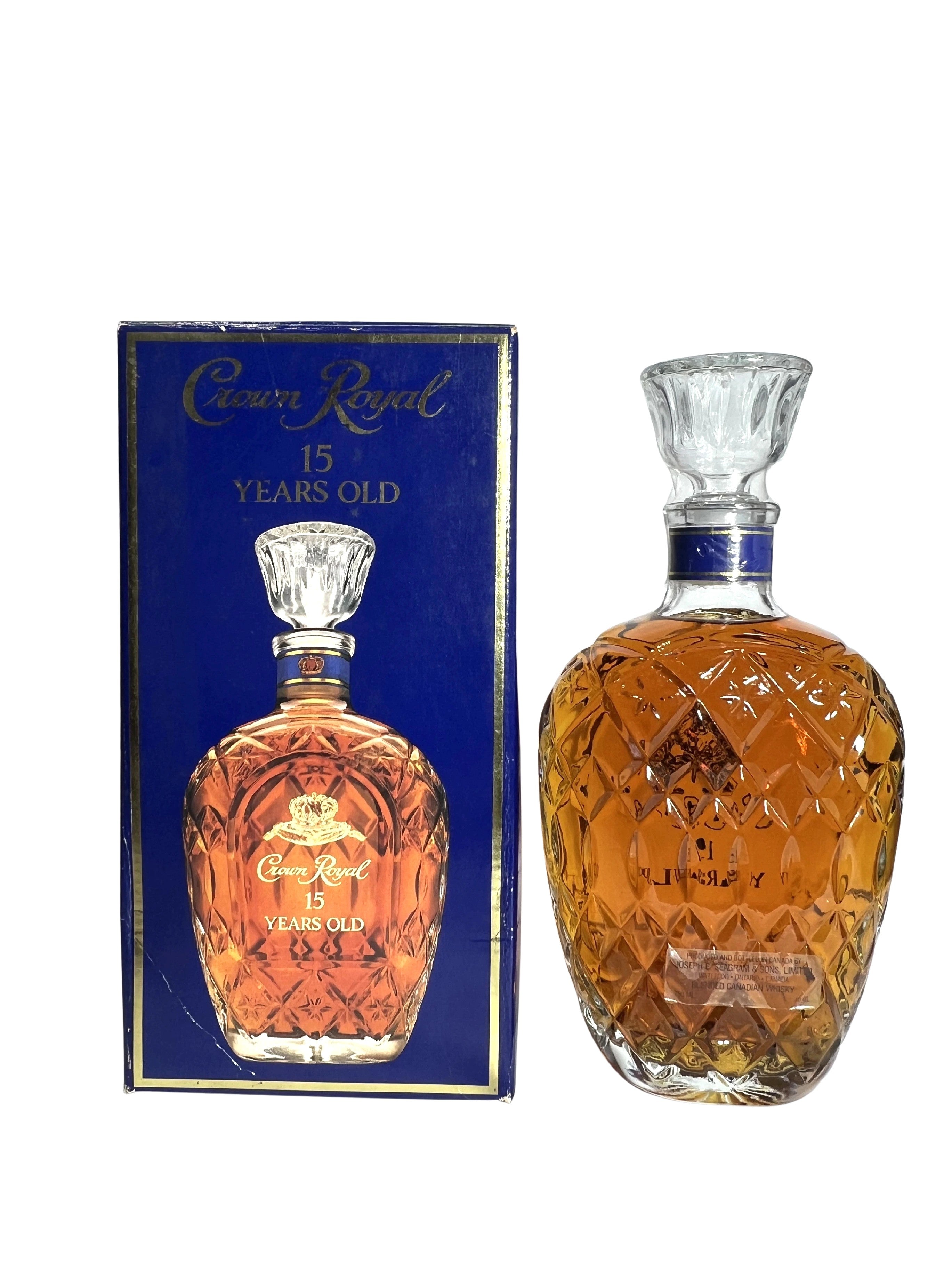 Crown Royal 15-year Vinyl Lablel 1990's with box -bottle back