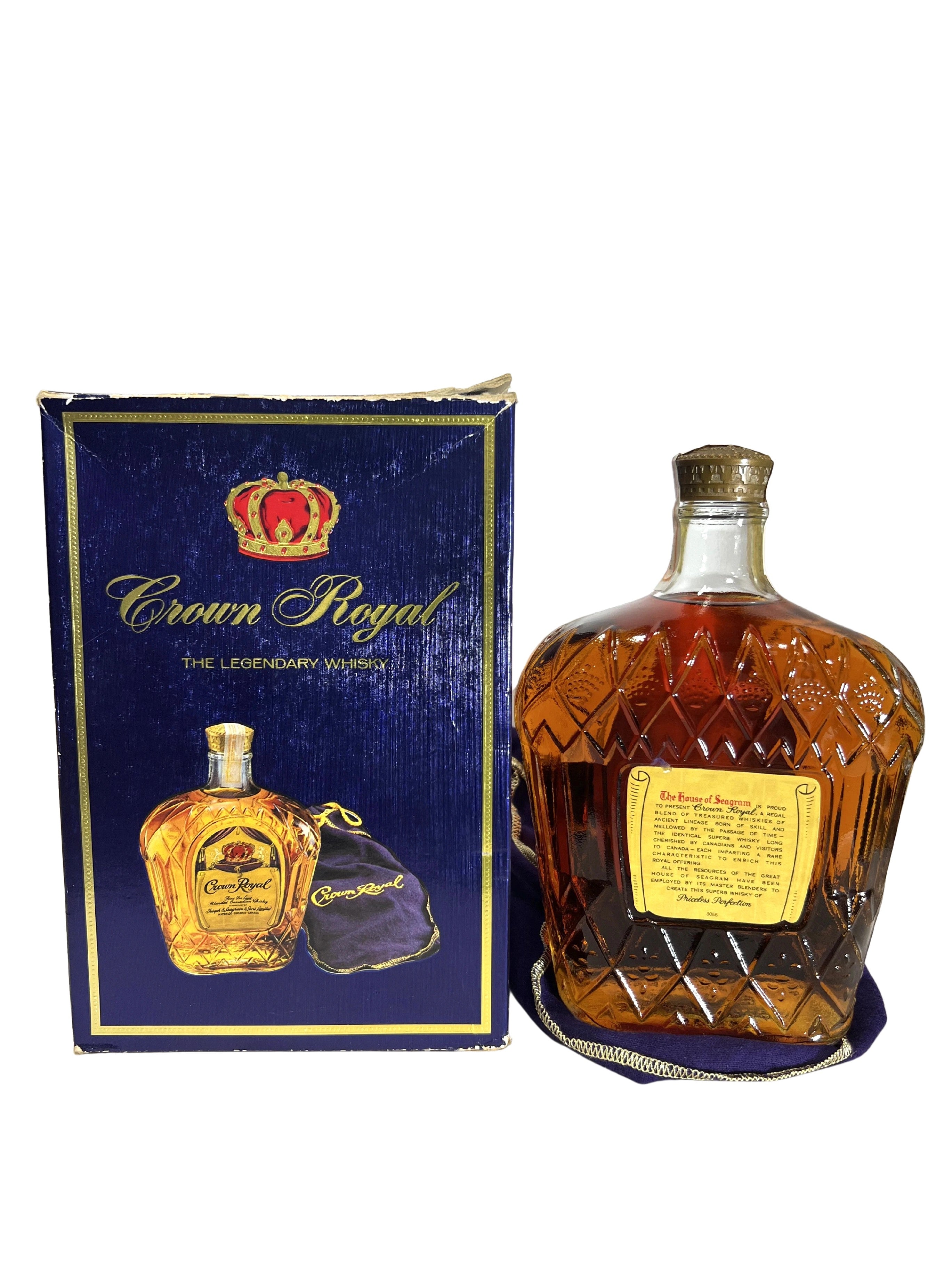 Crown Royal Fine De Luxe Blended Canadian Whisky 1975 -bottle back