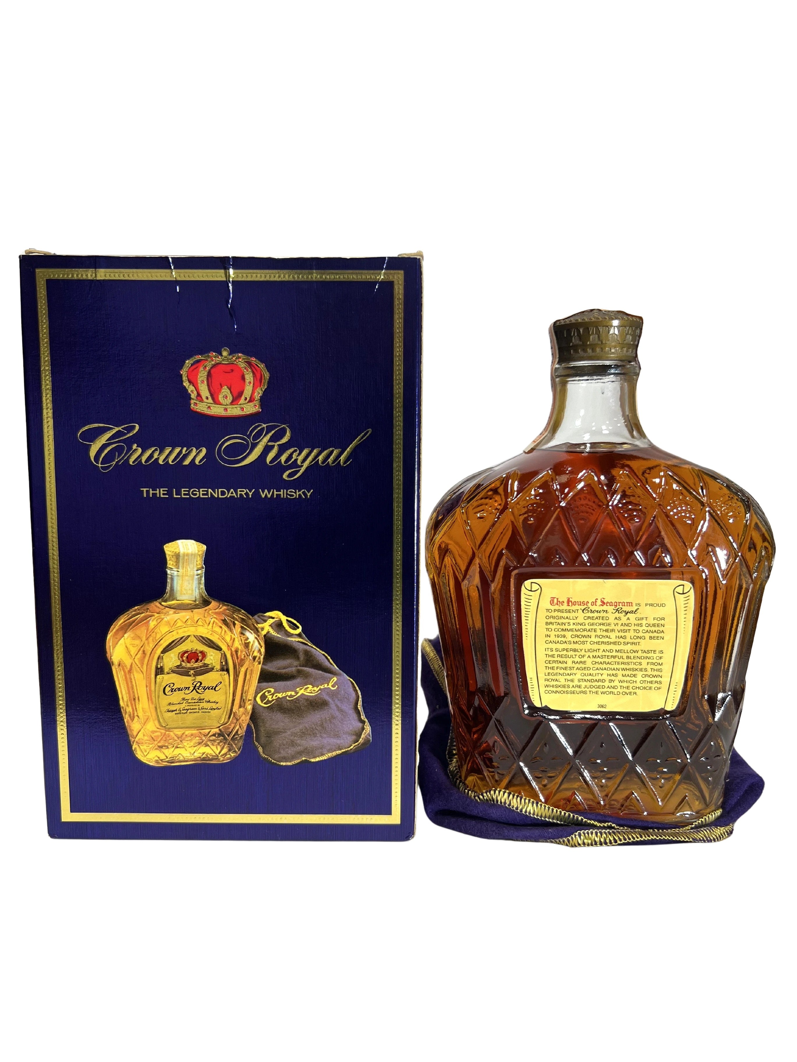 Crown Royal 1978 with bag and box -bottle back