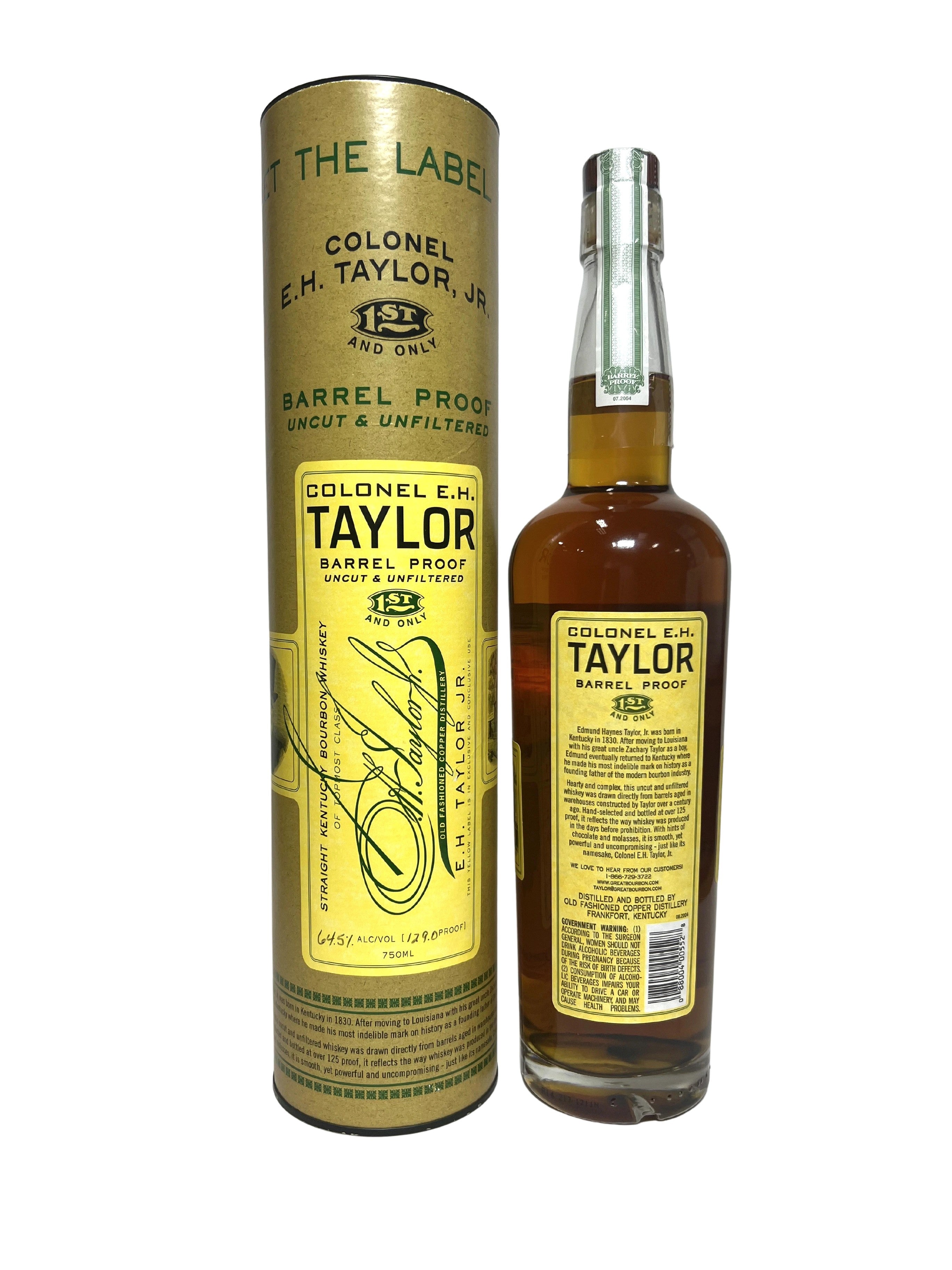 Colonel E.H. Taylor Barrel Proof Bourbon 2014 (batch 3) -bottle back