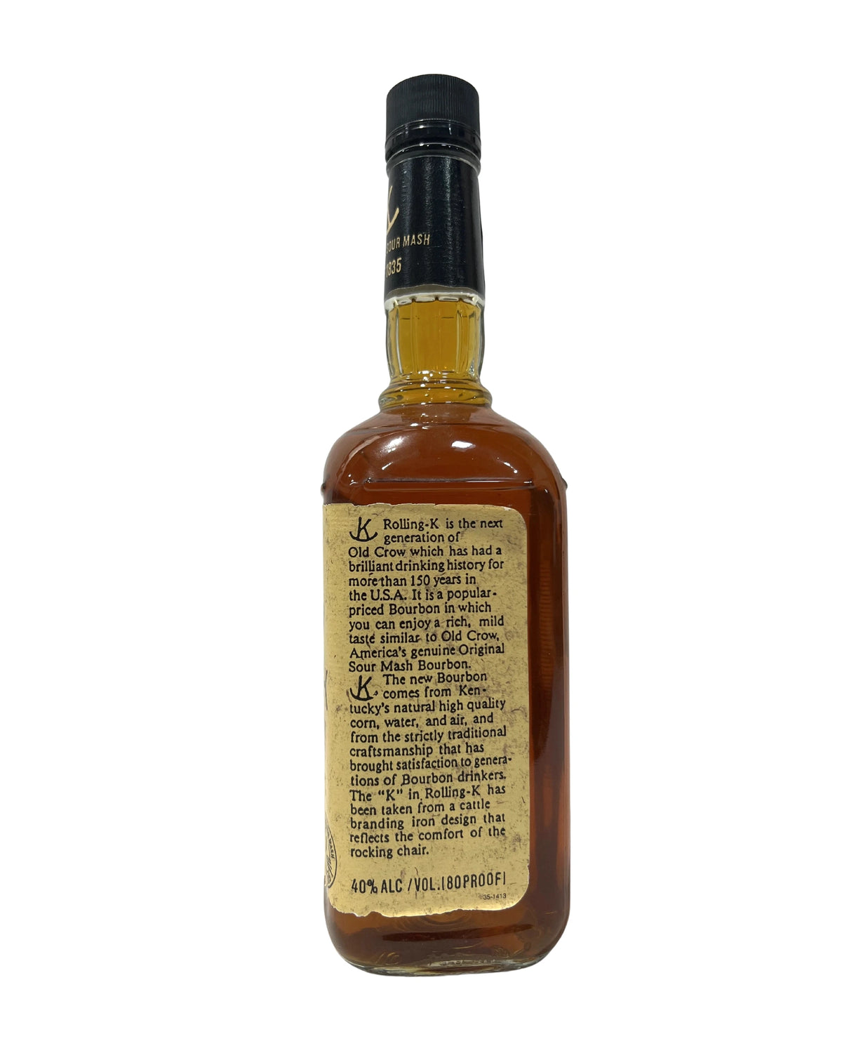Rolling-K Old Crow 1992 (National Distillers) -bottle back