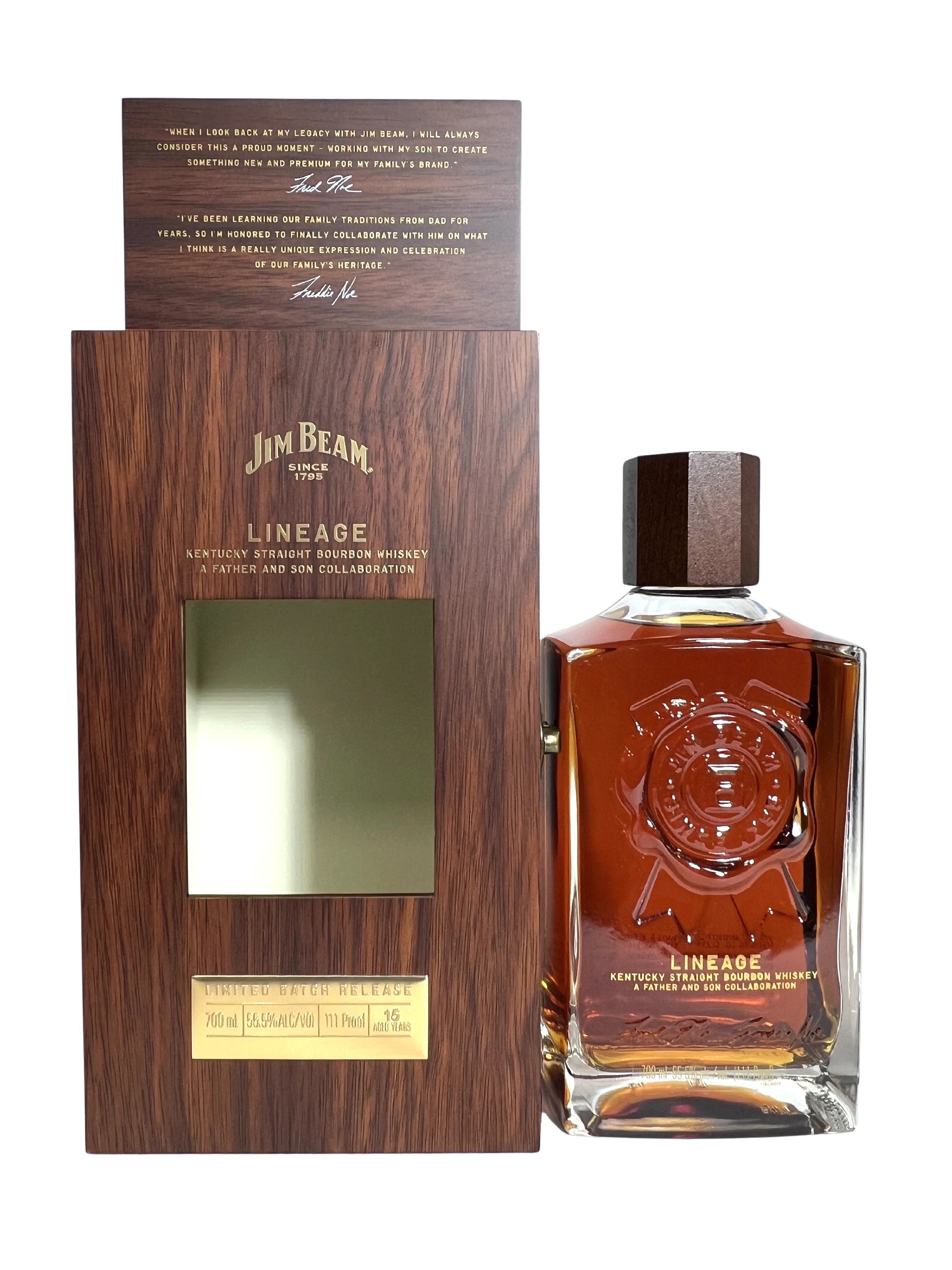 Jim Beam Lineage 15-year Batch 02 -bottle back