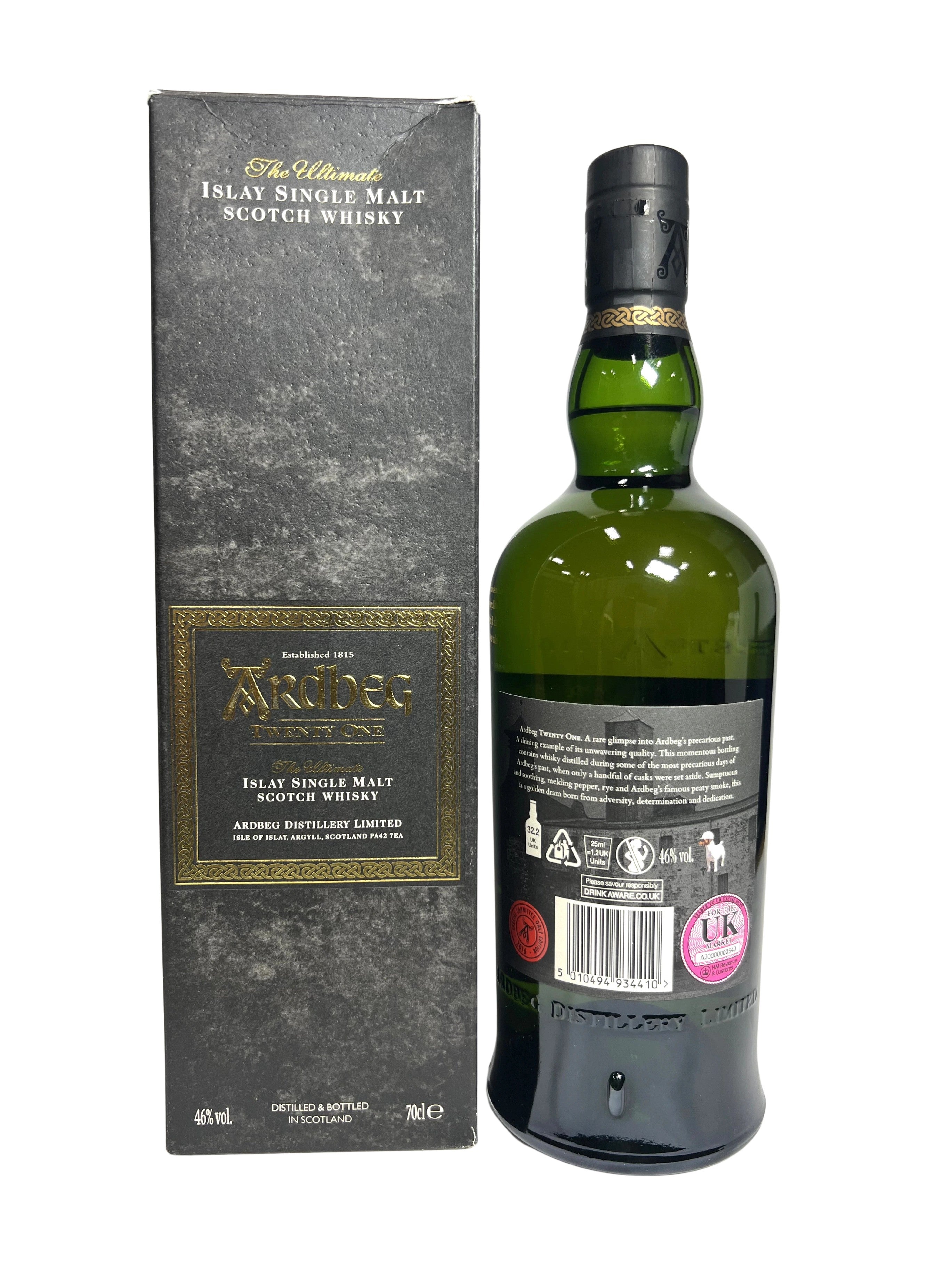 Ardbeg Twenty One 2016 -bottle back