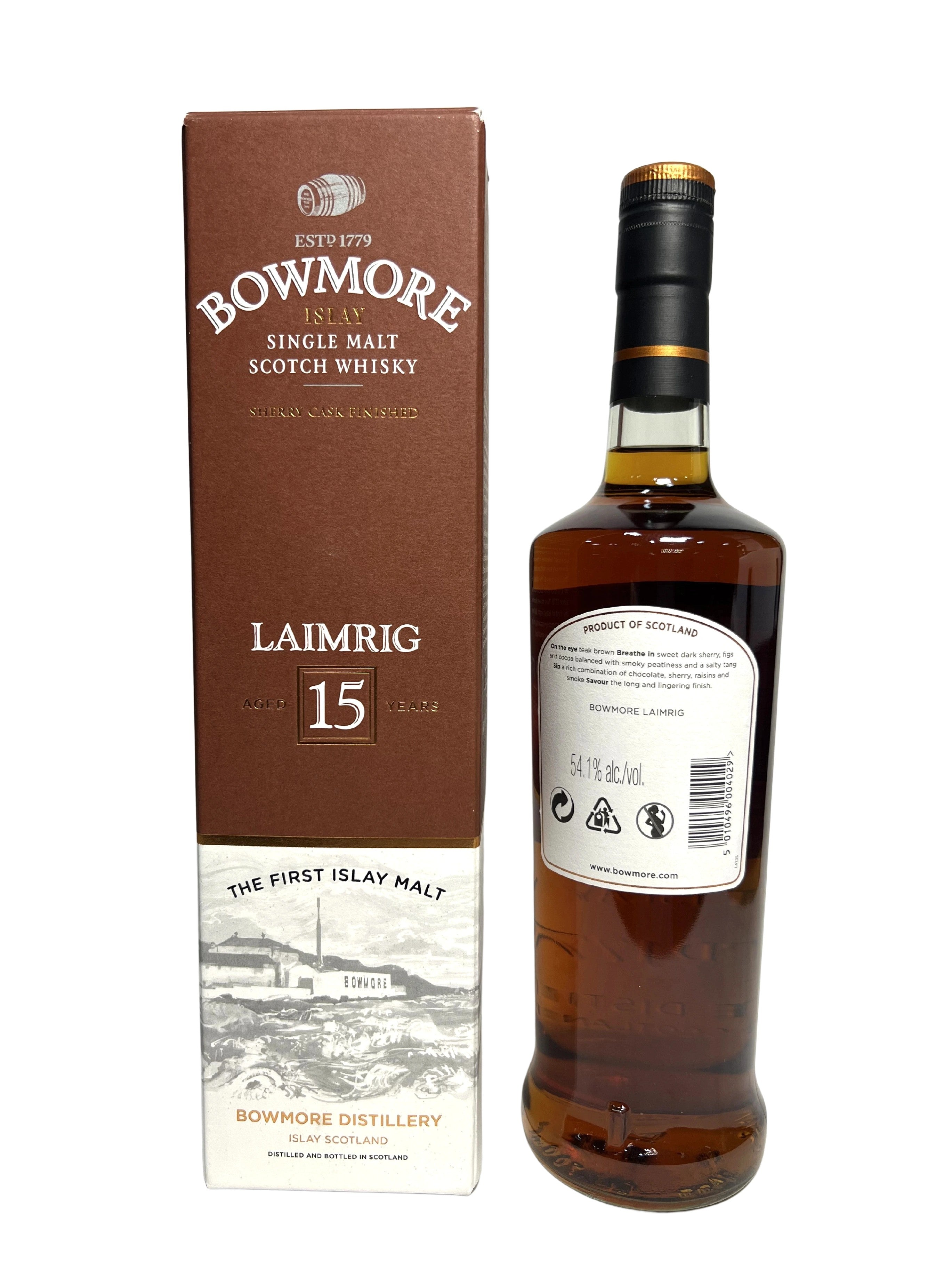 Bowmore Laimrig 15-year 2014 -bottle back