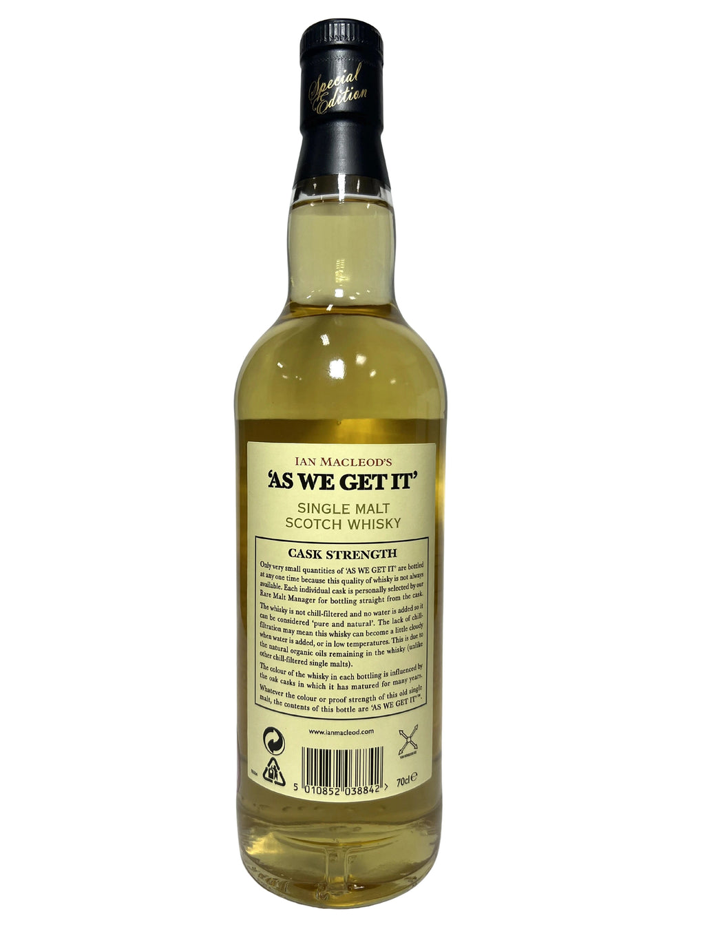 As We Get It Islay Single Malt -bottle back