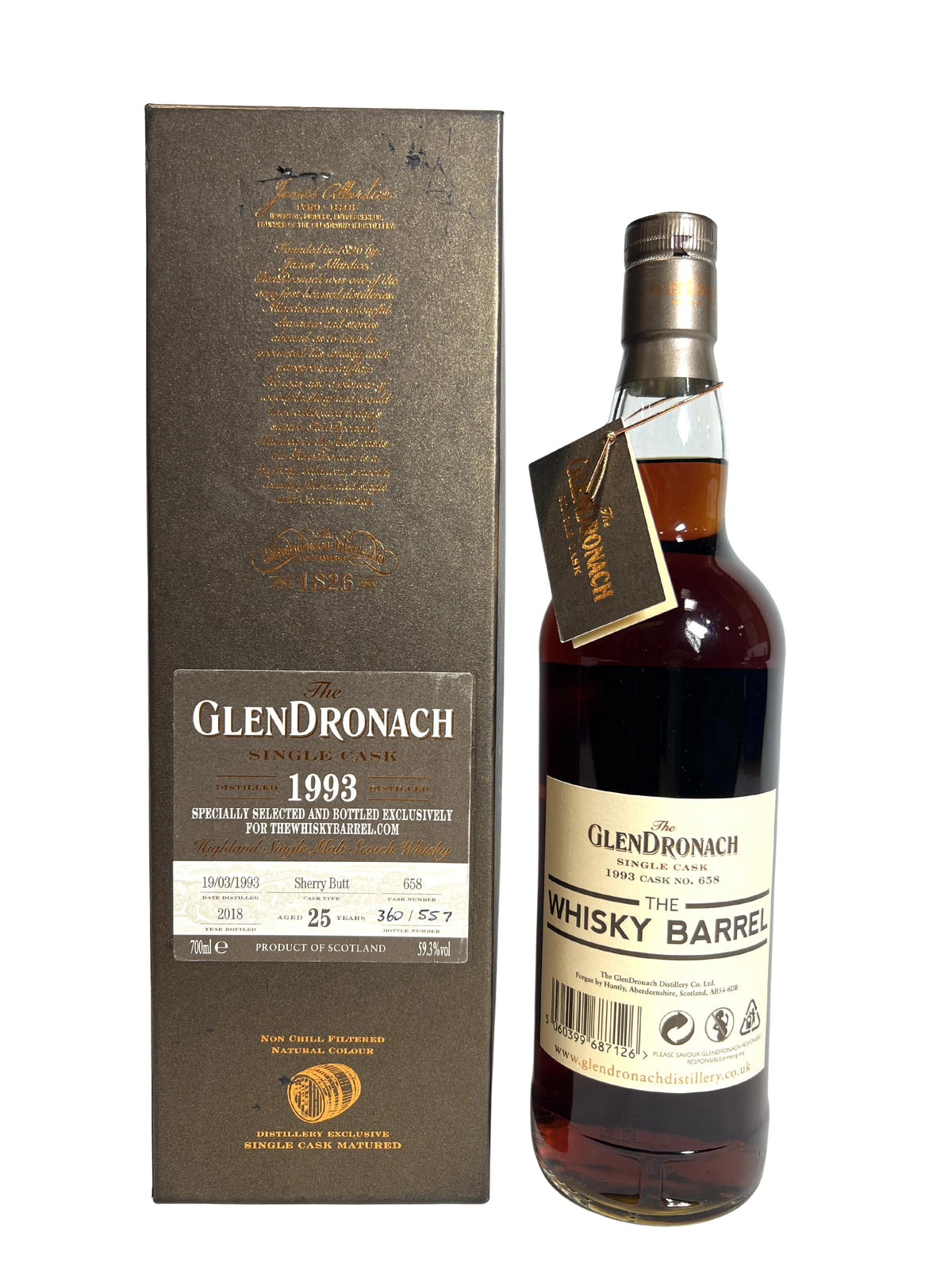 Glendronach Single Cask 1993 25-year -bottle back