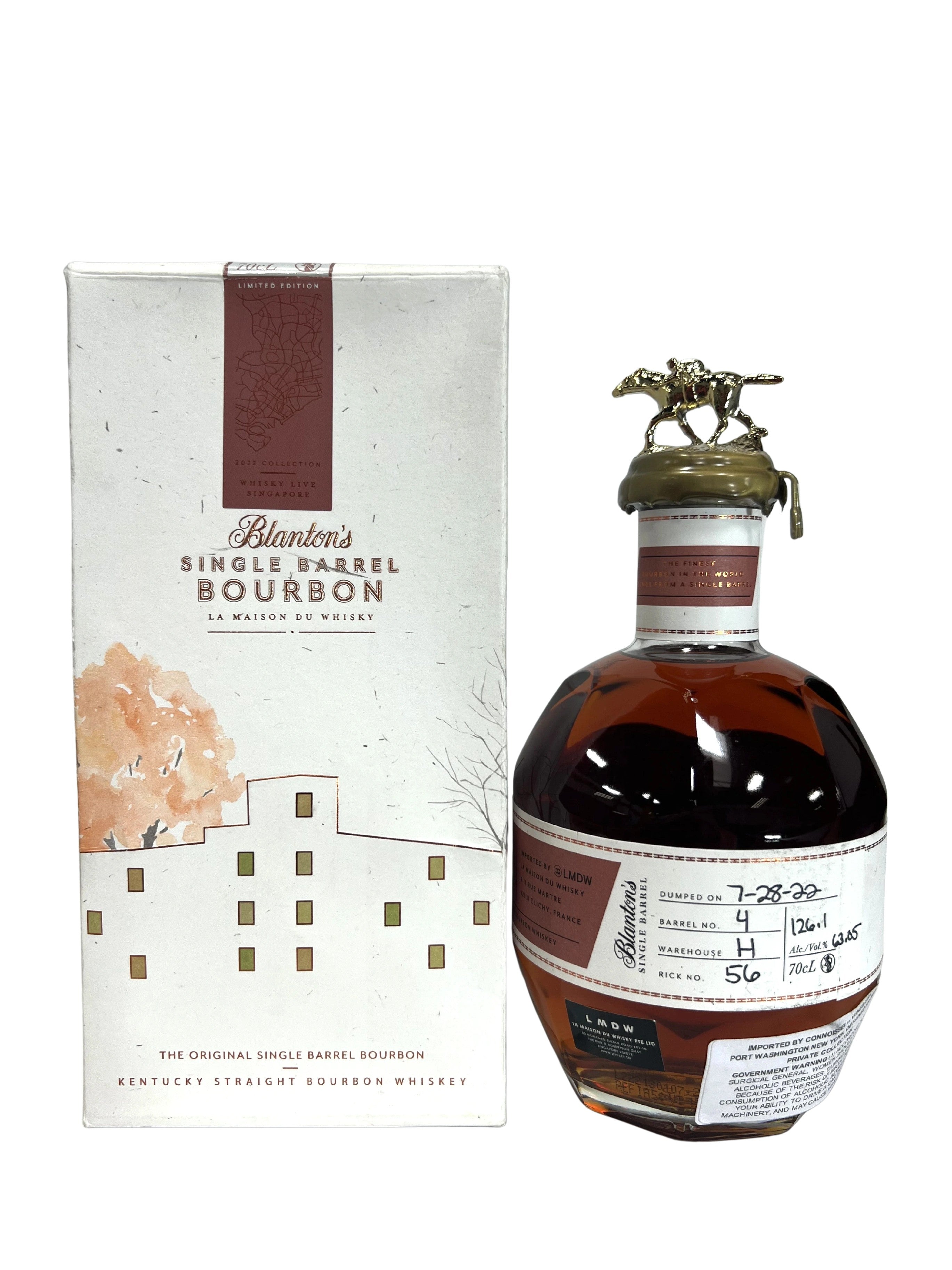 Blanton's LMDW Singapore 126.1 2022 -bottle back
