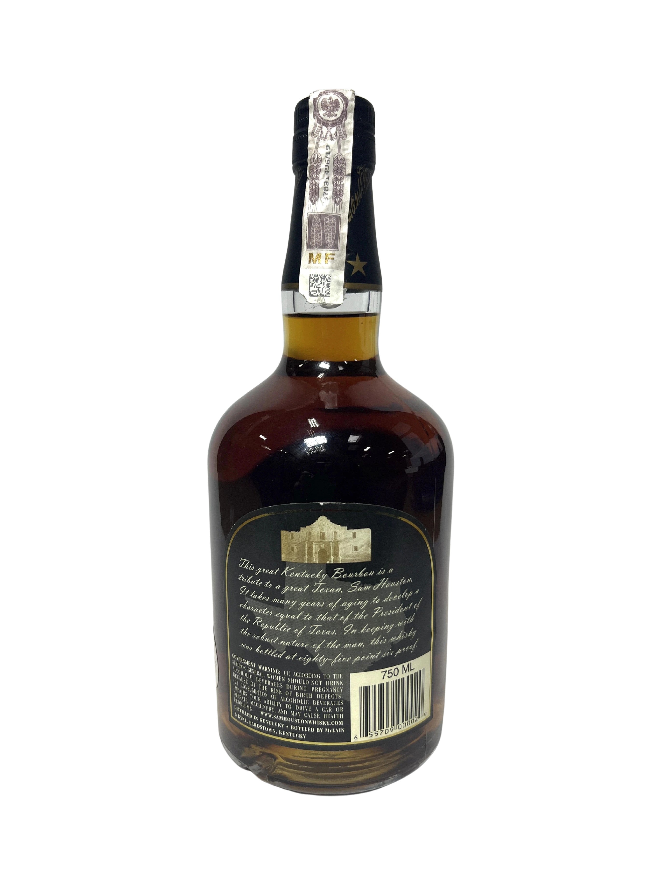 KBD/Willett Sam Houston Very Small Batch Kentucky Bourbon -bottle back