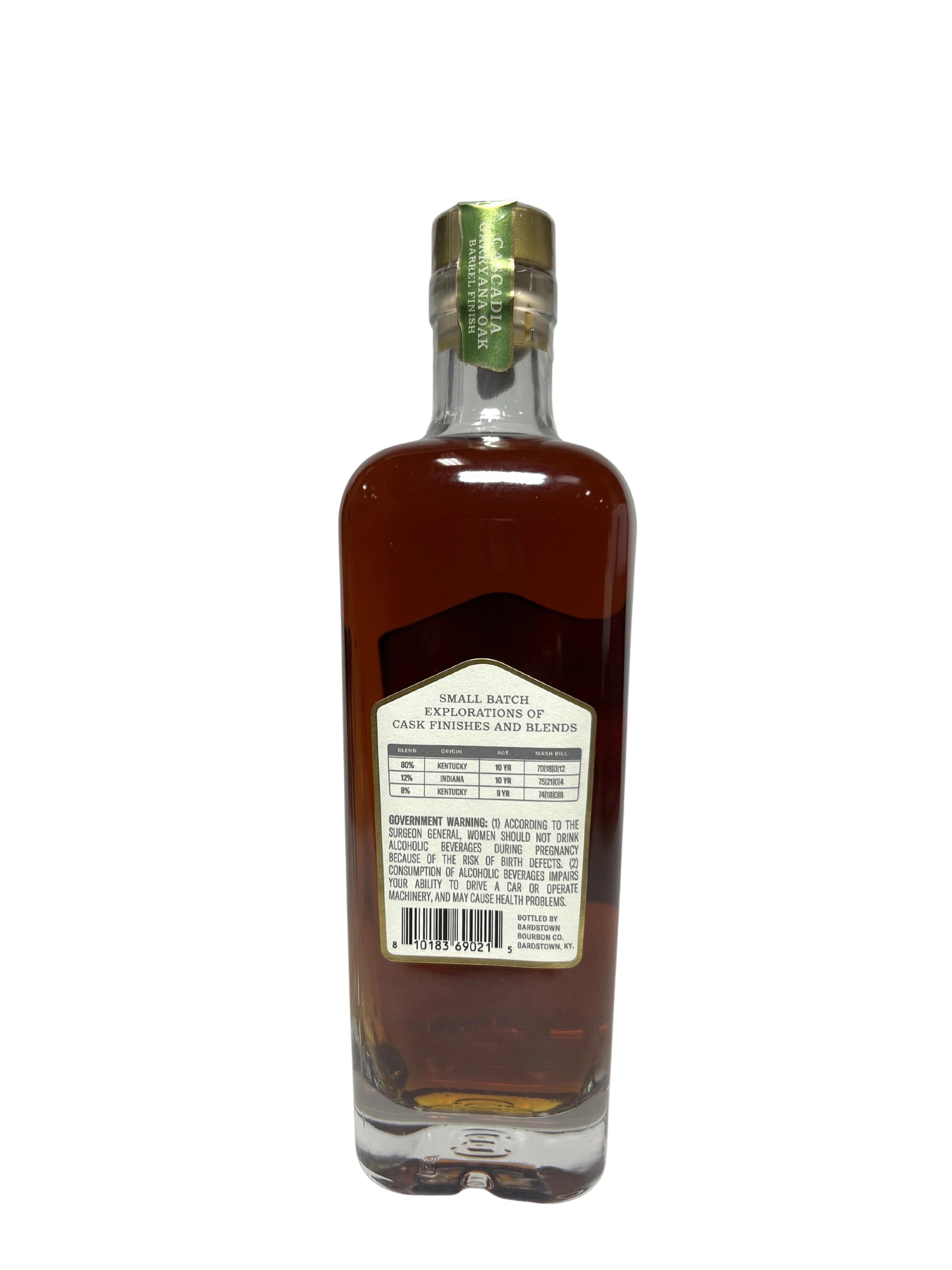 Bardstown Bourbon Company Cascadia Garryana Oak Barrel Finish -bottle back