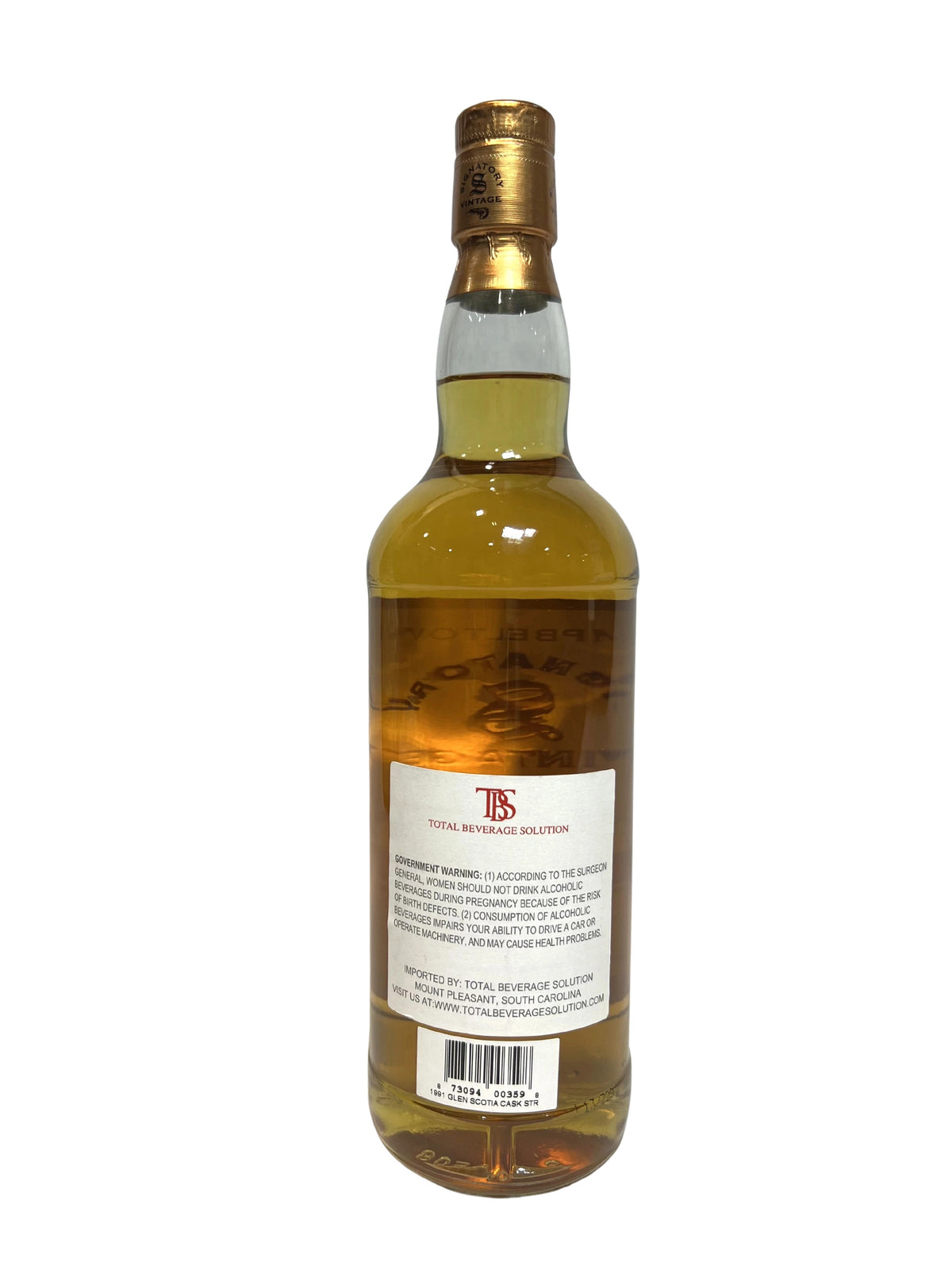Signatory Vintage Glen Scotia 1991–2013 -bottle back
