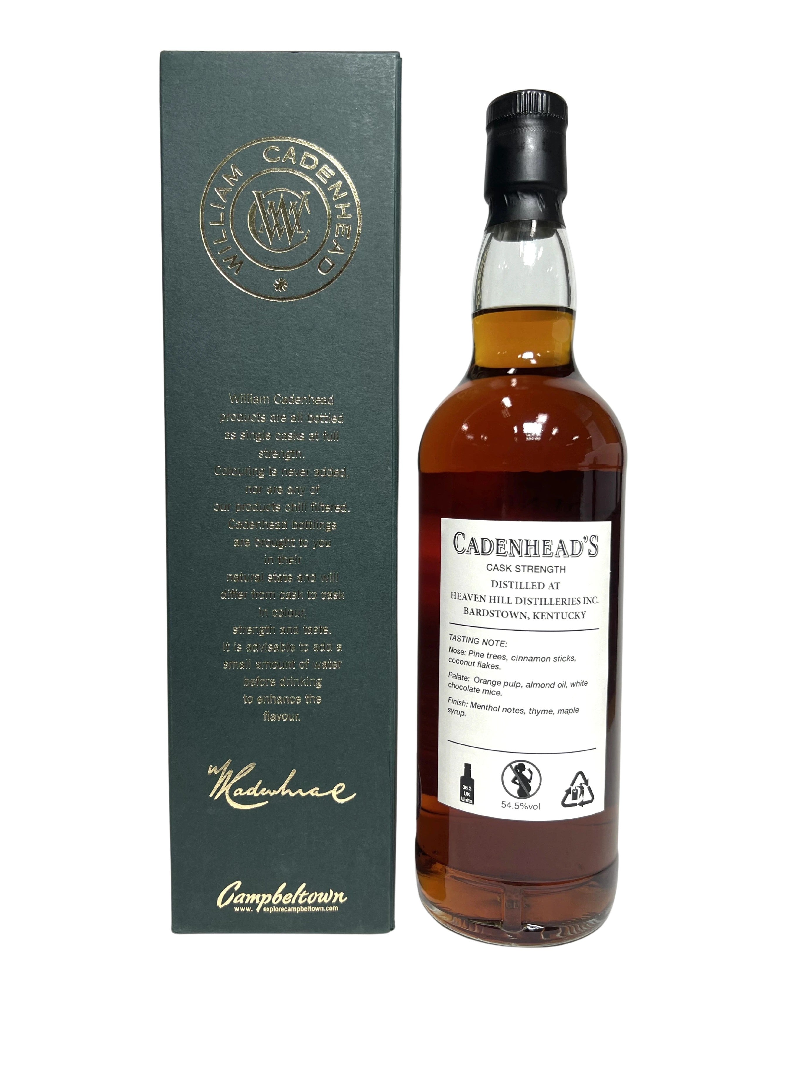Heaven Hill 23-year Cadenhead's 2020 (pre-fire) -bottle back