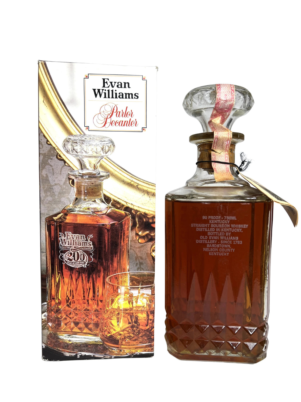 Evan Williams 200th Annivesary Parlor Decanter 1983 (pre-fire) -bottle back