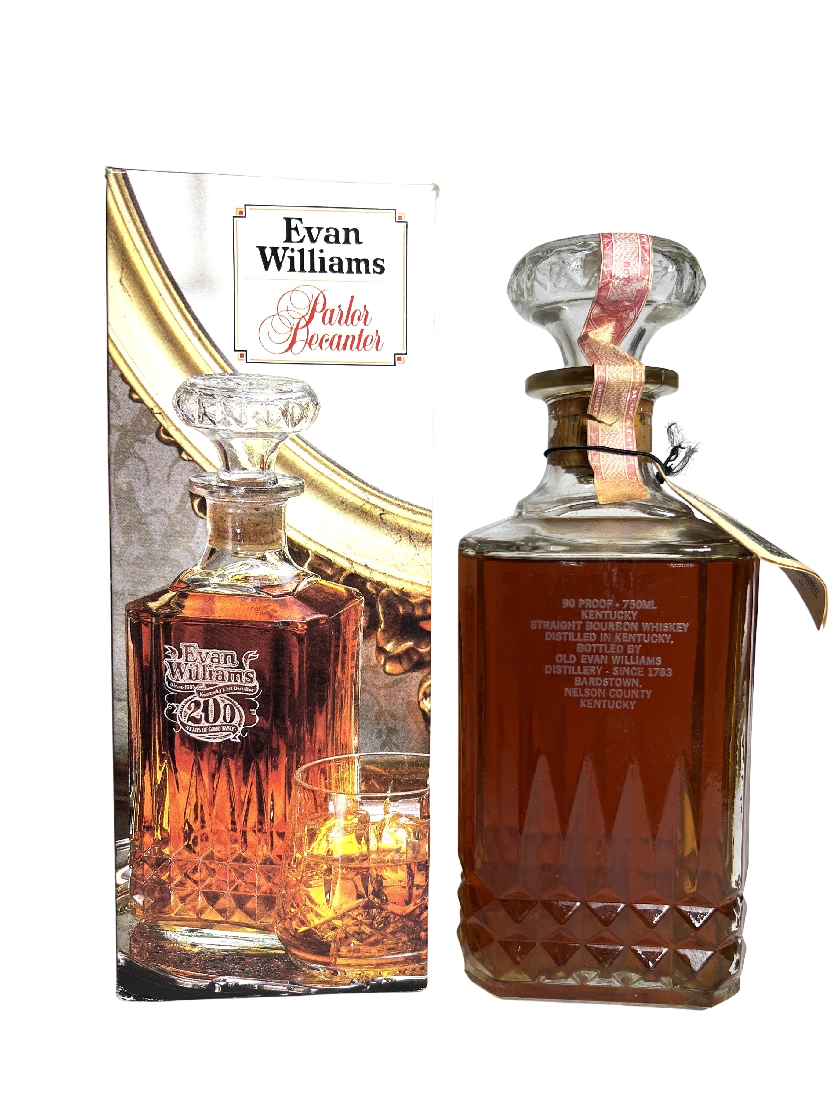 Evan Williams 200th Annivesary Parlor Decanter 1983 (pre-fire) -bottle back