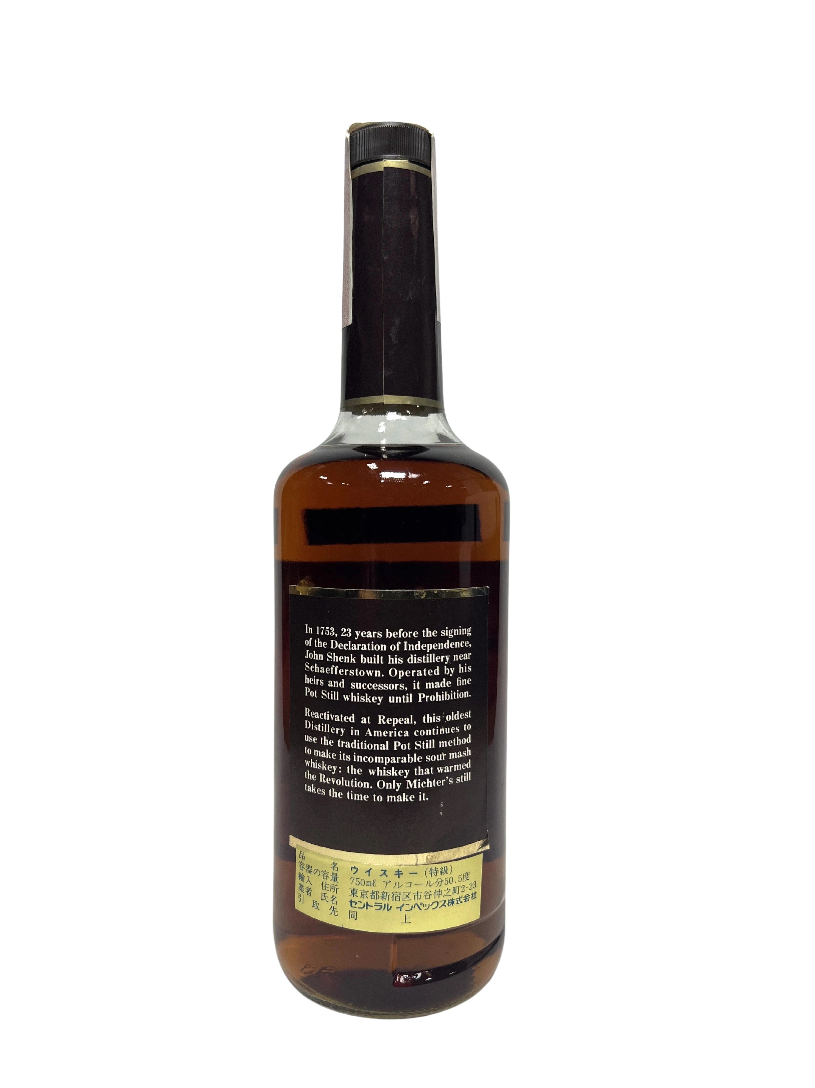 Michter's Original Sour Mash Whiskey 1988 -bottle back