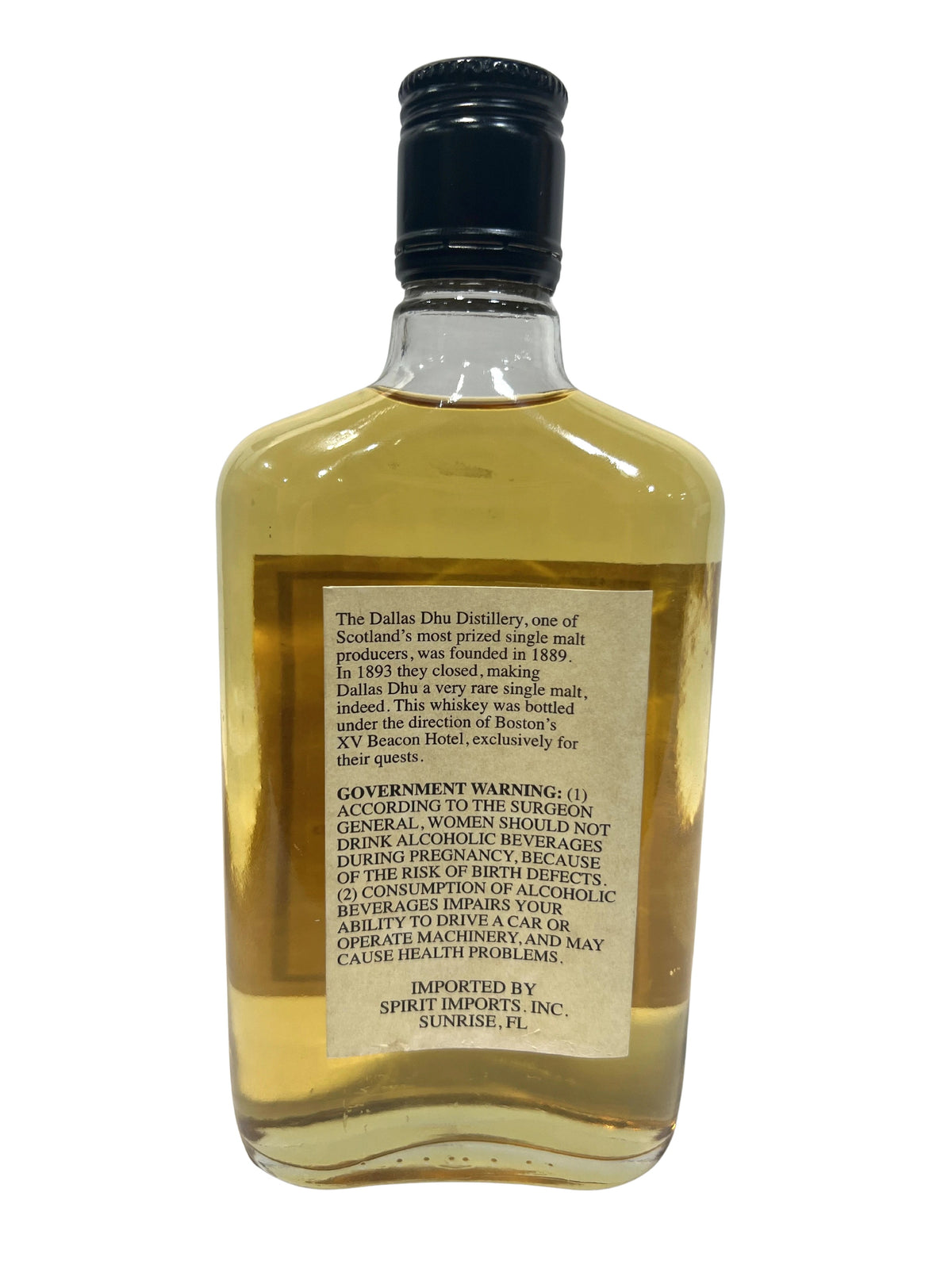 The Classic Cask Dallas Dhu 28-year 375ml for the XV Beacon Hotel in Boston -bottle back