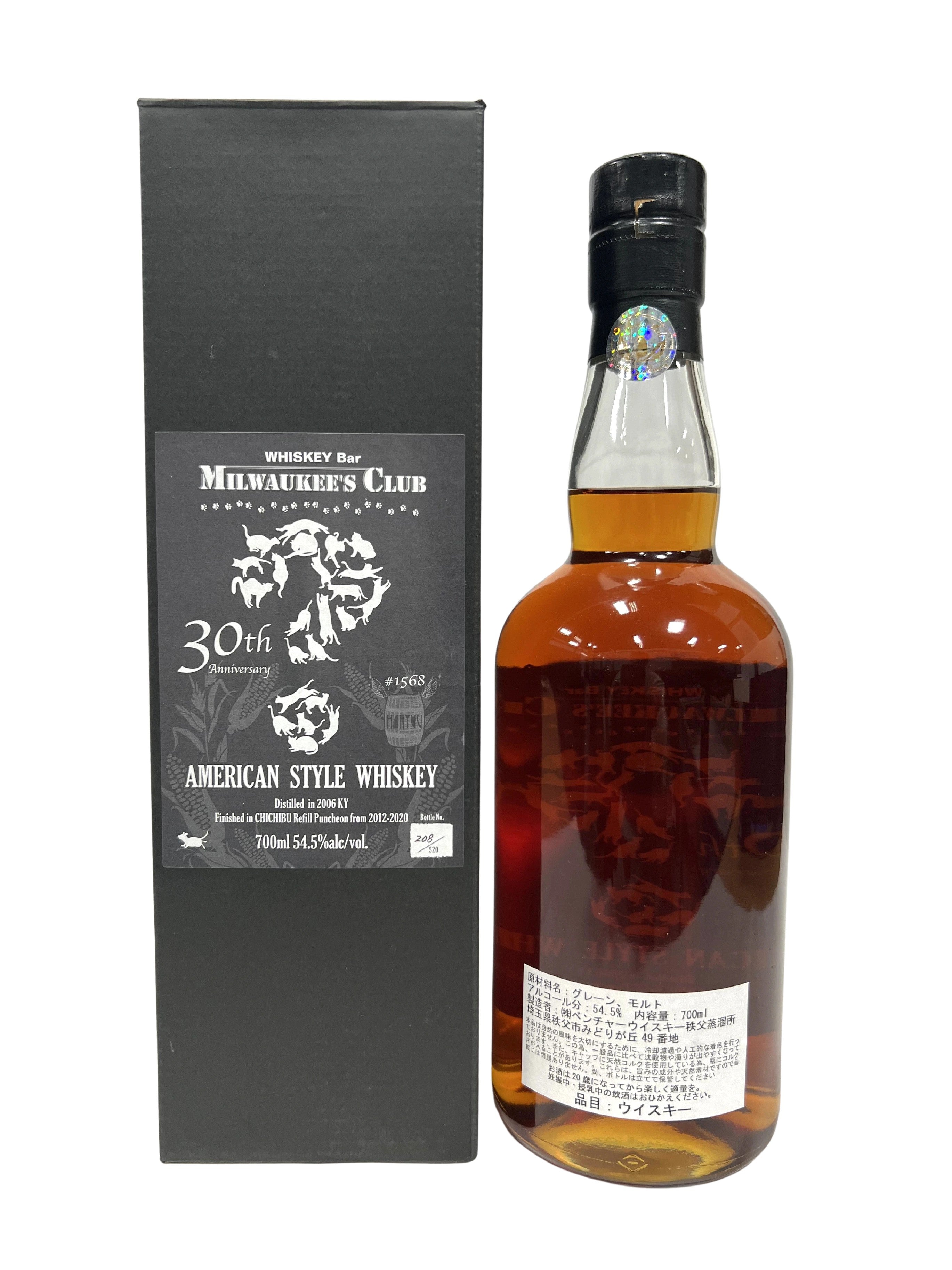 Milwaulkee Club 30th Anniversary 14-year (Wild Turkey) -bottle back