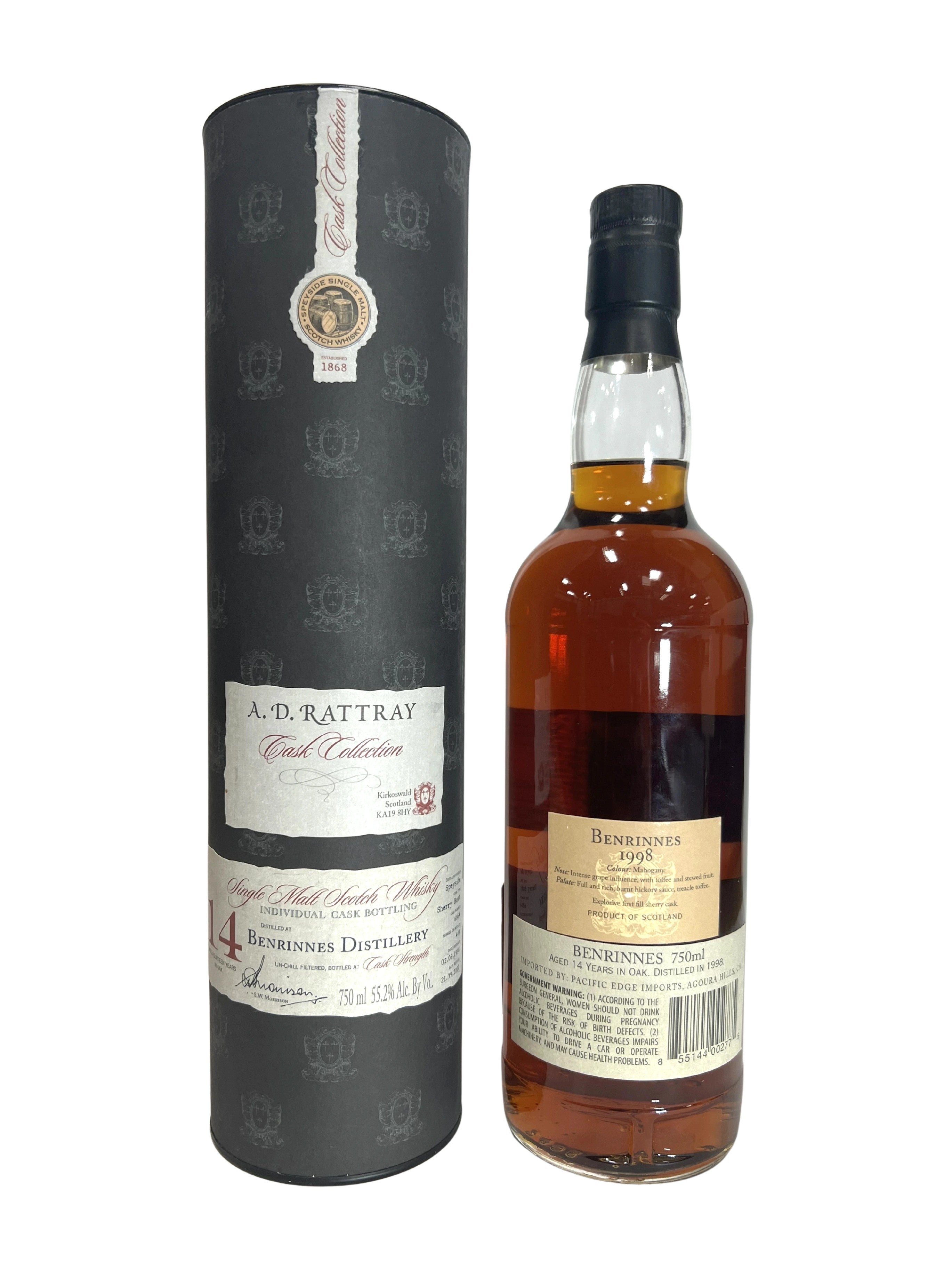AD Rattray 14-year 2012 -bottle back