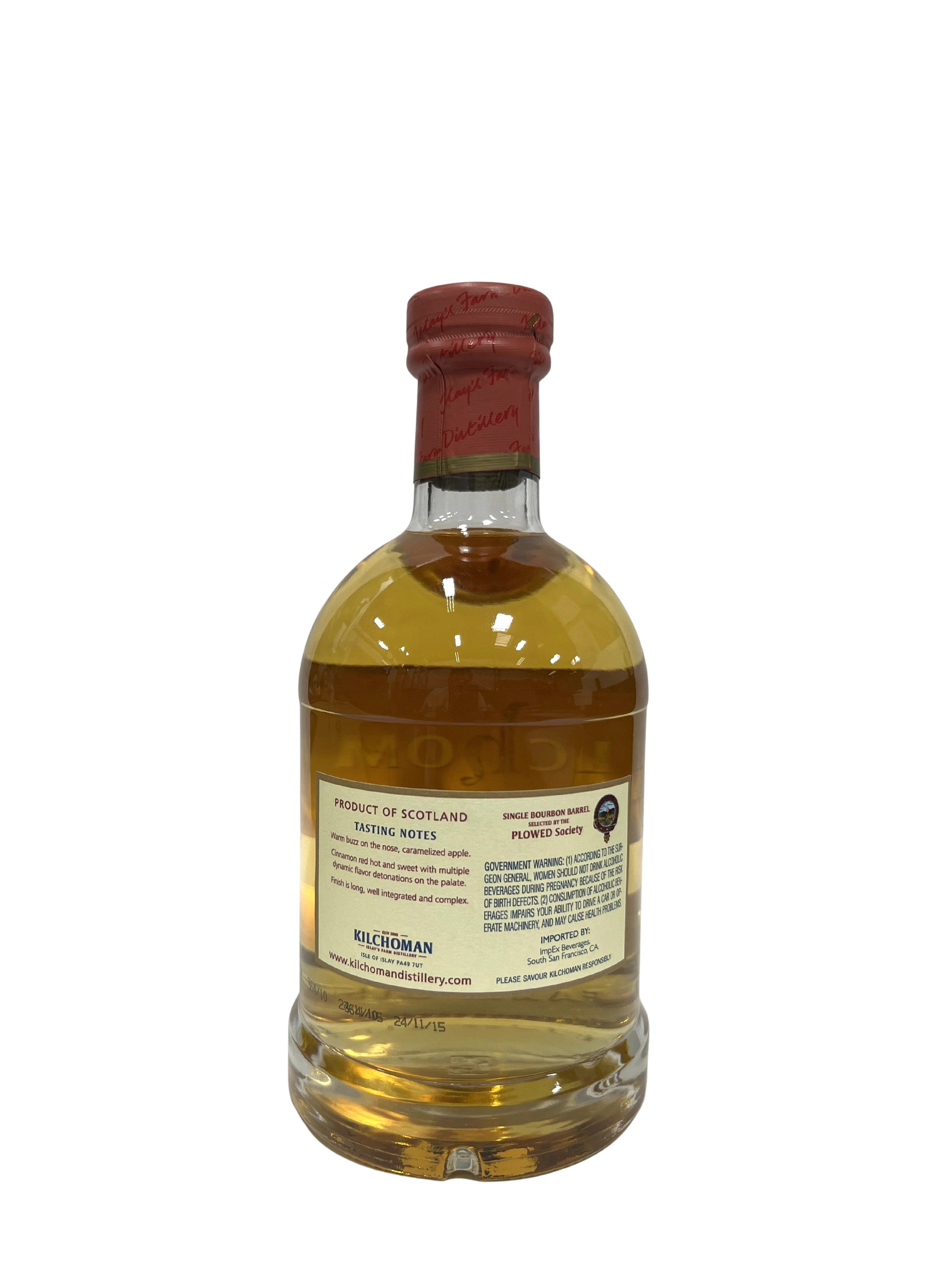 Kilchoman Single Cask Release Bourbon 2015 -bottle back